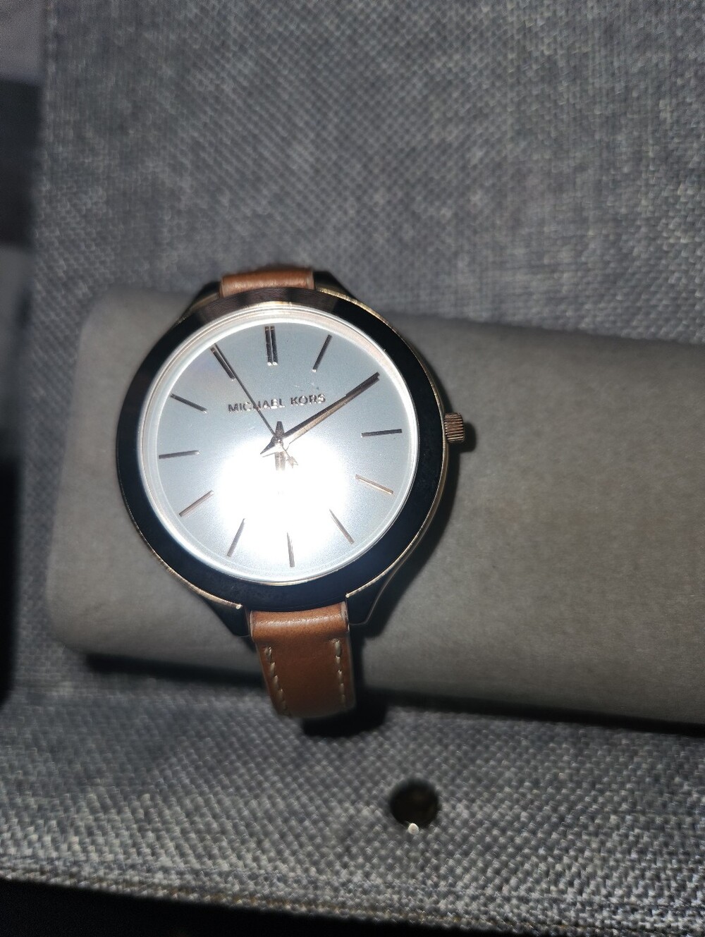 Michael Kors Minimalist Watch with Brown Leather Band